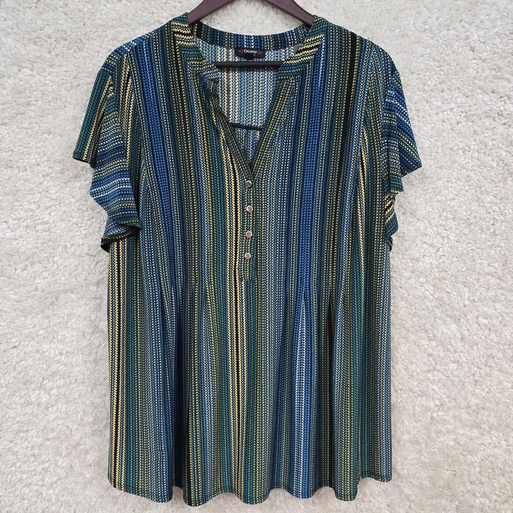 Cocomo Womens Knit Tunic Top Size 3X Short Sleeve‎ Stretch Casual Workwear